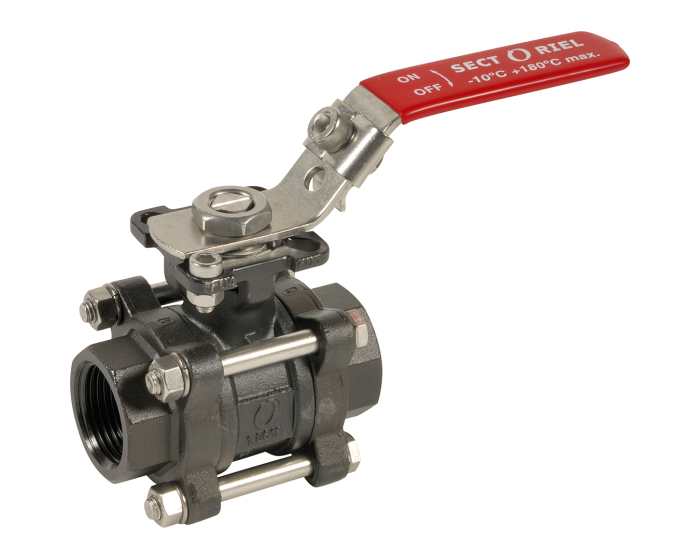 Carbon steel ball valve 737XS 3-piece body BSP + ISO pad